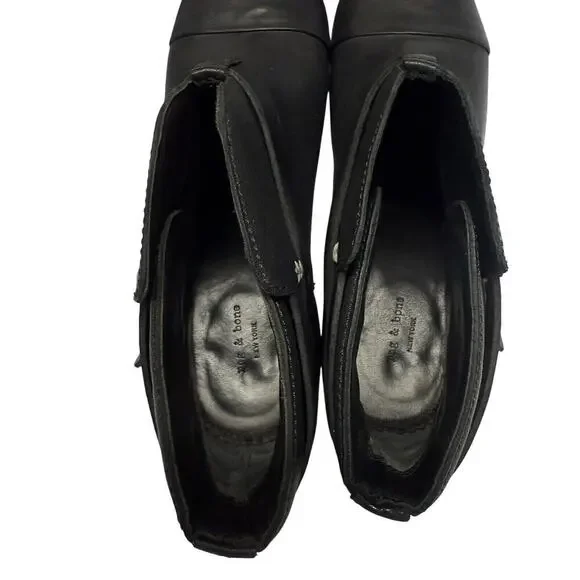 Rag & Bone Harrow Heeled Ankle Black Leather Boots Booties Women’s Size 40 / 10 - Picture 9 of 9